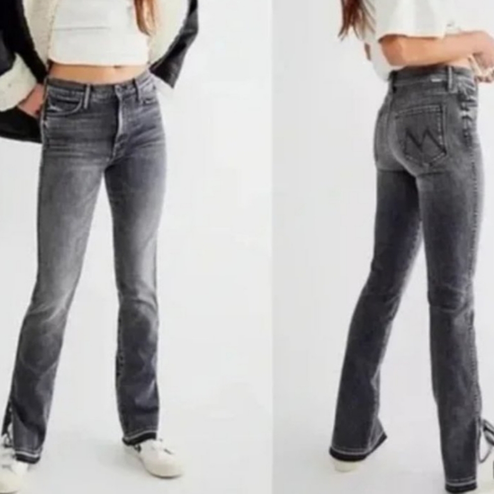 MOTHER High Waisted Rascal Slice Undone Hem Jeans Size 26 Slit Ankle Denim